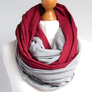 Scarf with leather cuff, cotton scarf, burgundy scarf for women, scarves & wraps, cotton fashion scarf for women, gift for her image 2