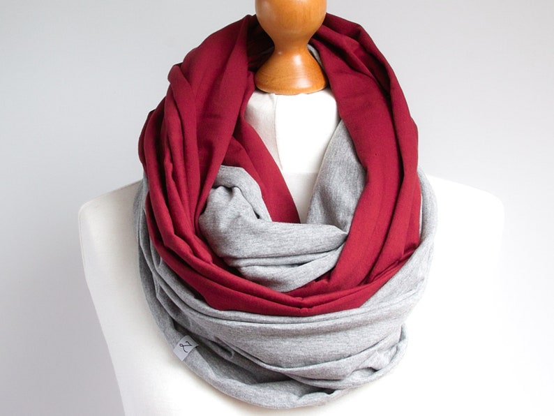 Scarf with leather cuff, cotton scarf, burgundy scarf for women, scarves & wraps, cotton fashion scarf for women, gift for her image 2