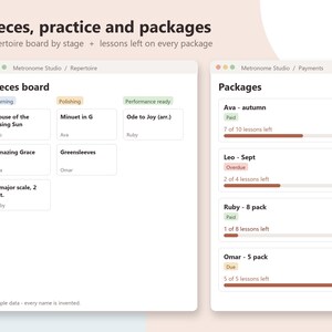 Music Teacher Notion Template, Piano Studio Organizer, Student Tracker, Lesson Log, Practice and Payment Tracker, Recital Planner image 3