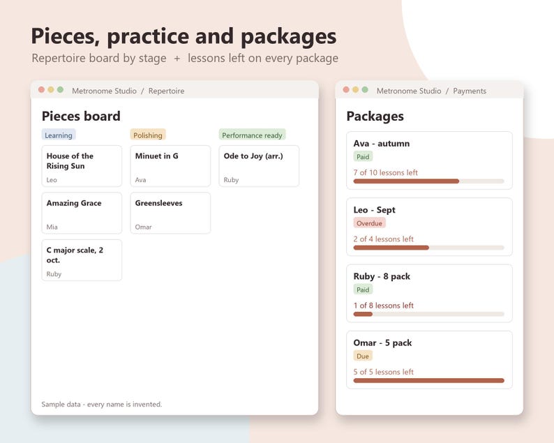 Music Teacher Notion Template, Piano Studio Organizer, Student Tracker, Lesson Log, Practice and Payment Tracker, Recital Planner image 3