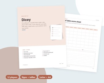 Bunco Party Kit Printable, Bunco Score Sheets and Tally Cards, Bunco Table Signs, Bunco Rules, Monthly Bunco Night Planner, Dice Game
