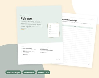 Golf Tournament Kit, Editable Hole Sponsor Signs, Closest to the Pin Sign, Scramble Scorecard, Charity Golf Outing Planner, Printable