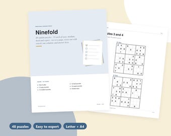 Printable Sudoku Book, 48 Sudoku Puzzles Easy Medium Hard Expert with Answer Keys, Large Print Sudoku, Brain Games for Adults and Seniors