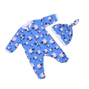 16” Baby Doll Sleeper 2pc Set - Blue Sheep