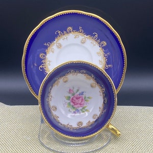 Aynsley - Cobalt Blue and Gold with Rose Center - #1515