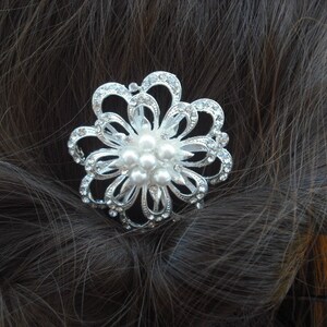 Ariana, Art Deco Rhinestone flower With Pearl Hair Comb, Bridal Hair Comb, Vintage Style Hair Accessories, Wedding Hair Comb