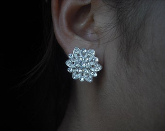 Zoey Collection, Bridal Earrings, Art Deco Rhinestone flower Crystal earrings, Vintage Style Bridal Earrings, Weddng Jewelry