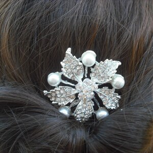 SALE -  Kayla, Art Deco Rhinestone flower With Pearl Hair Comb, Bridal Hair Comb, Vintage Style Hair Accessories, Wedding Hair Comb