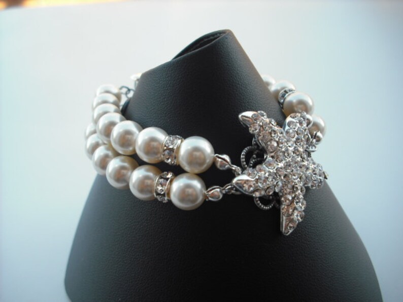 Sarfish Version 4, Beach Theme Wedding, Bridal Bracelet, Rhinestone Crystal Bracelet, Vintage Style Jewelry, Weddng Jewelry image 2