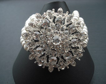 SALE - Faith, Four Strands Bridal Bracelet, Victorian Art Deco Rhinestone Bracelet, Vintage Style Bridal Jewelry, Weddng Jewelry