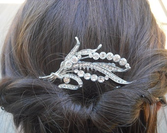 Bailey, Victorian Art Deco Rhinestone Leaf Hair Comb, Bridal Hair Comb, Vintage Style Hair Accessories, Wedding Hair Comb