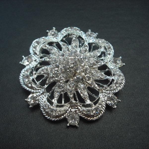 Amelia Collection, Rhinestone Brooch, Victorian Art Deco Rhinestone flower Vintage Style Bridal Brooch, Wedding Jewelry