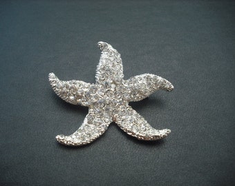 Starfish Collection Version 3, Wedding Jewelry, Rhinestone Brooch, Vintage Style Bridal Brooch, Starfish brooch
