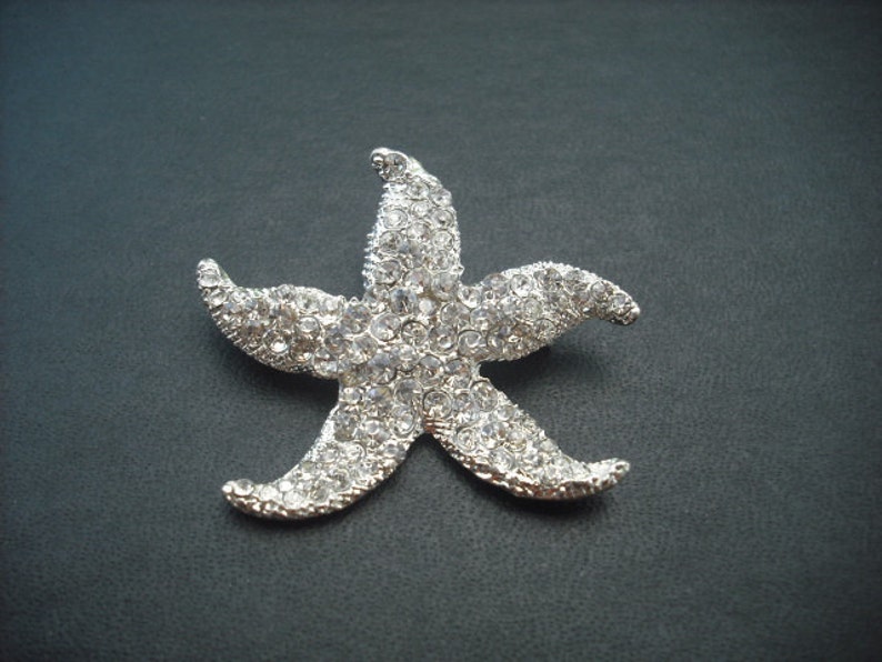 Starfish Collection Version 3, Wedding Jewelry, Rhinestone Brooch, Vintage Style Bridal Brooch, Starfish brooch image 1