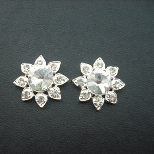 Ella, Bridal Post Earrings, Long Rhinestone Crystal and Pearl Earrings, Art Deco Vintage Style Bridal Earrings, Weddng Jewelry image 2