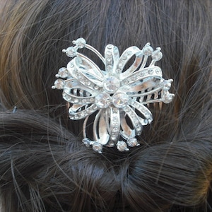 Layla, Bow with Flowers Rhinestone Hair Comb, Art Deco Bridal Hair Comb, Vintage Style Hair Accessories, Wedding Hair Comb