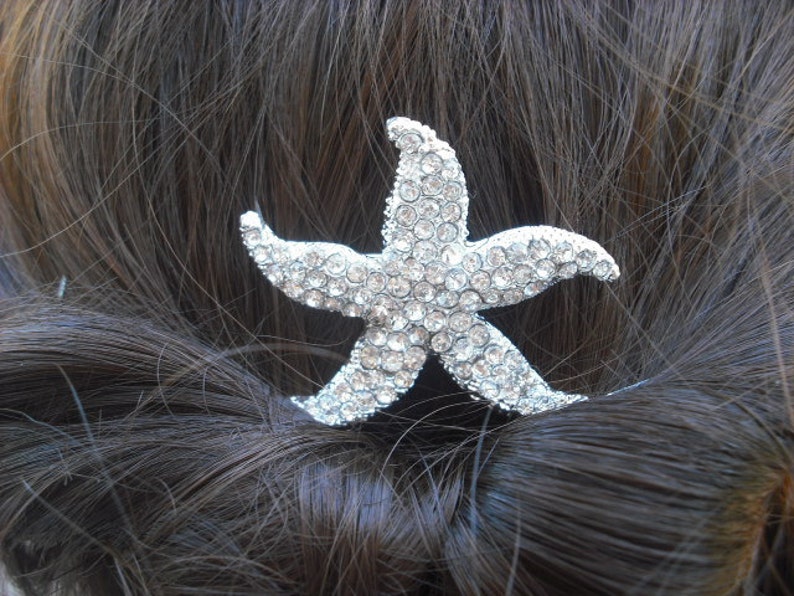 bridal hair comb, Starfish Collection Version 3, Silver Rhinestone Hair Comb, Starfish Bridal Hair Comb, Vintage Style, Wedding Hair Comb image 1