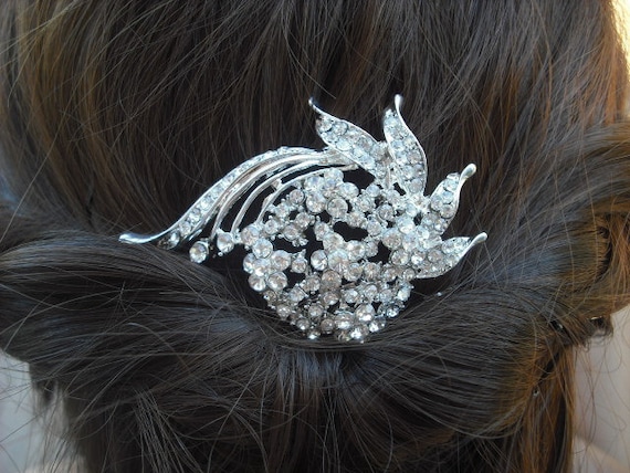 Jocelyn Collection, Art Deco Rhinestone With Pearl Hair Comb  display picture 1