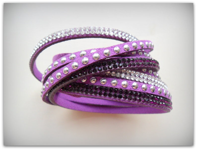 Purple Diamante Strap Bracelet Amethyst Diamante Cuff Bracelet Diamante Band Christmas Accessories Bracelet UK Shop image 3
