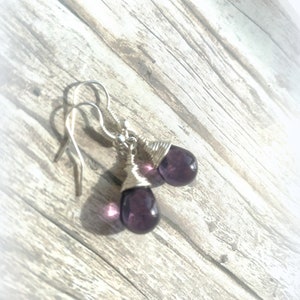 Teardrop Deep Purple Grape Czech Crystal Earrings Wire Wrap Earrings Bridesmaid Earrings Glass Tear Drop Earrings Christmas Earrings