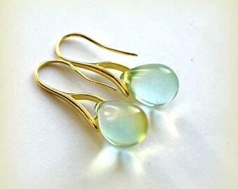 Pale Green Yellow Teardrop Glass Lustre Earrings Etsy Multi Coloured Green Lemon Teardrop Earrings UK Glass Tear Drop Earrings