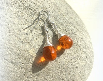 Teardrop Fire Orange Tangerine Czech Crystal Earrings Etsy UK Bridesmaid Earrings Orange Glass Tear Drop Earrings Christmas Gift