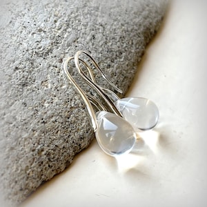 Teardrop Clear Czech Crystal Earrings Silver Plate Earrings Etsy UK Bridesmaid Earrings Glass Tear Drop Earrings Christmas Gift