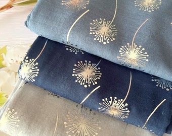 Foiled Silver Dandelion Scarf // Winter Accessories // Metallic Scarf / Etsy UK Shop // Denim Grey Navy Silver Dandelion / Secret Santa Gift