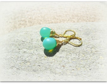 Tropfen Seafoam Matt Matte Jade Gold Draht Tropfen Ohrringe Sommer Ohrringe Brautjungfern Ohrringe Böhmischen Kristall Ohrringe Etsy UK Ohrringe