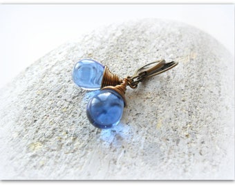 Teardrop Sapphire Blue Cobalt Royal Blue Czech Crystal Earrings Wire Wrap Earrings  Etsy UK Bridesmaid Earrings Glass Tear Drop Earrings