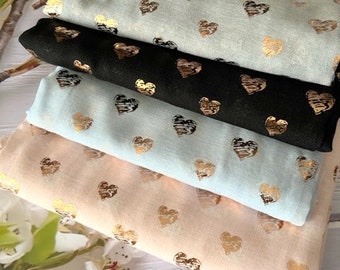 Foiled Heart Scarf // Christmas Scarf // Metallic Scarf // Etsy UK Shop // Blue Grey Pink White Rose Gold Heart Scarf // Secret Santa Gift