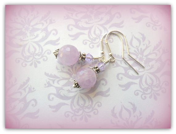 Sterling Silver Vintage Style Lavender Amethyst and Swarovski Crystal Ornate Earrings Etsy UK Earrings UK
