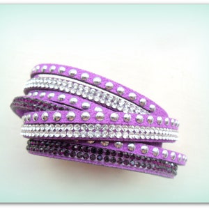 Purple Diamante Strap Bracelet Amethyst Diamante Cuff Bracelet Diamante Band Christmas Accessories Bracelet UK Shop image 1