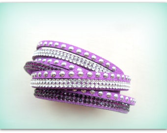 Purple Diamante Strap Bracelet Amethyst Diamante Cuff Bracelet Diamante Band Christmas Accessories Bracelet UK Shop