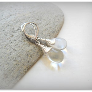 Teardrop Clear Czech Crystal Earrings Silver Plate Wire Wrapped Earrings  Etsy UK Bridesmaid Earrings Glass Tear Drop Earrings
