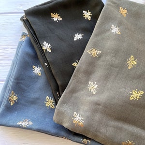 Foiled Bee Scarf // Christmas Accessories // Metallic Scarf // Etsy UK Shop // Bee Insect Rose Gold Scarf // Secret Santa Gift // Bumble Bee