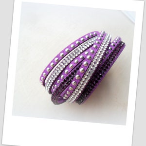 Purple Diamante Strap Bracelet Amethyst Diamante Cuff Bracelet Diamante Band Christmas Accessories Bracelet UK Shop image 2