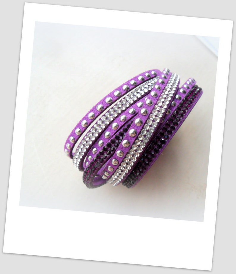 Purple Diamante Strap Bracelet Amethyst Diamante Cuff Bracelet Diamante Band Christmas Accessories Bracelet UK Shop image 2