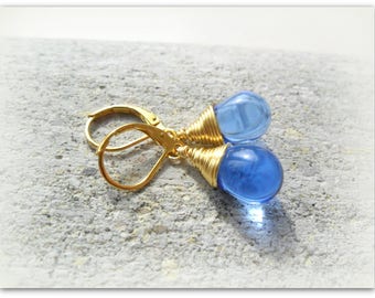 Teardrop Sapphire Blue Cobalt Royal Blue Czech Crystal Earrings Wire Wrap Earrings  Etsy UK Bridesmaid Earrings Glass Tear Drop Earrings