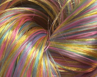 Cabelo de boneca de nylon Rainbow Bright para reimplante.