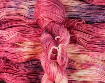 Prickly Pear - 40/40/20 superfine alpaca/merino/silk, Aurora DK, red pink yellow purple single ply medium weight yarn