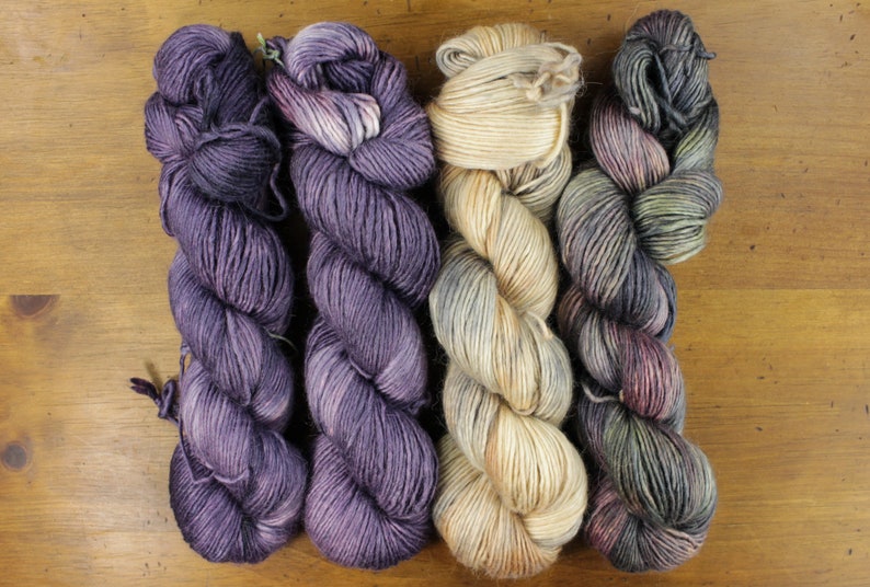 Wisdom of the Moon Shawl Kit knitting kit, baby alpaca/merino/silk hand dyed yarn, DK weight yarn, stranded colorwork shawl kit image 3