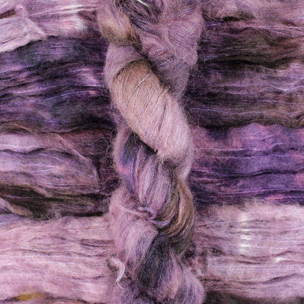 Waning Crescent - 74/36 baby suri alpaca/silk lace weight yarn, Suri Cloud, purple semisolid brushed alpaca/silk yarn