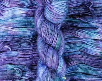 Tempest - 40/40/20 superfine alpaca/merino/silk, Aurora DK,  blue purple green single ply medium weight yarn