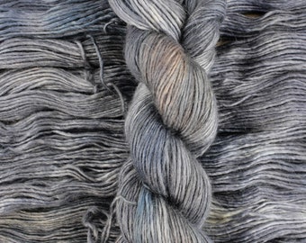 Magnetite - 40/40/20 superfine alpaca/merino/silk, Aurora DK, gray silver single ply medium weight yarn