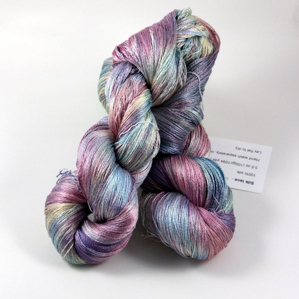 Silk Lace - OOAK Tie-Dye, hand-dyed yarn, 100% silk 2-ply 1094 yds