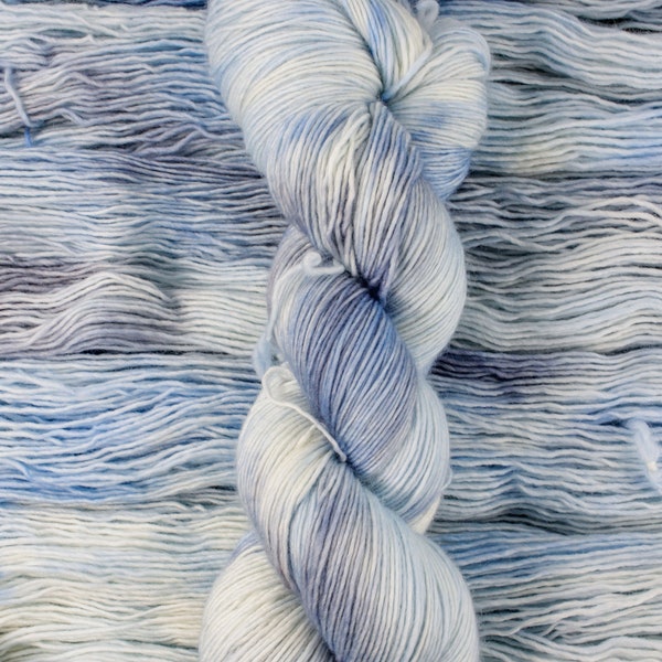 Moonstone - 100% organic merino fingering yarn, Eco Merino Light, blue white gray sock yarn