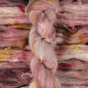 Dried Roses - 74/36 baby suri alpaca/silk lace weight yarn, Suri Cloud, pink gold brushed alpaca/silk yarn