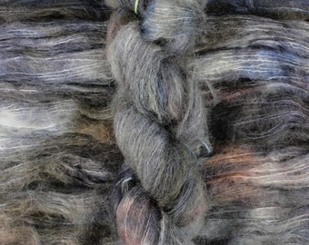 Magnetite - 74/36 baby suri alpaca/silk lace weight yarn, Suri Cloud, gray semisolid brushed suri silk yarn