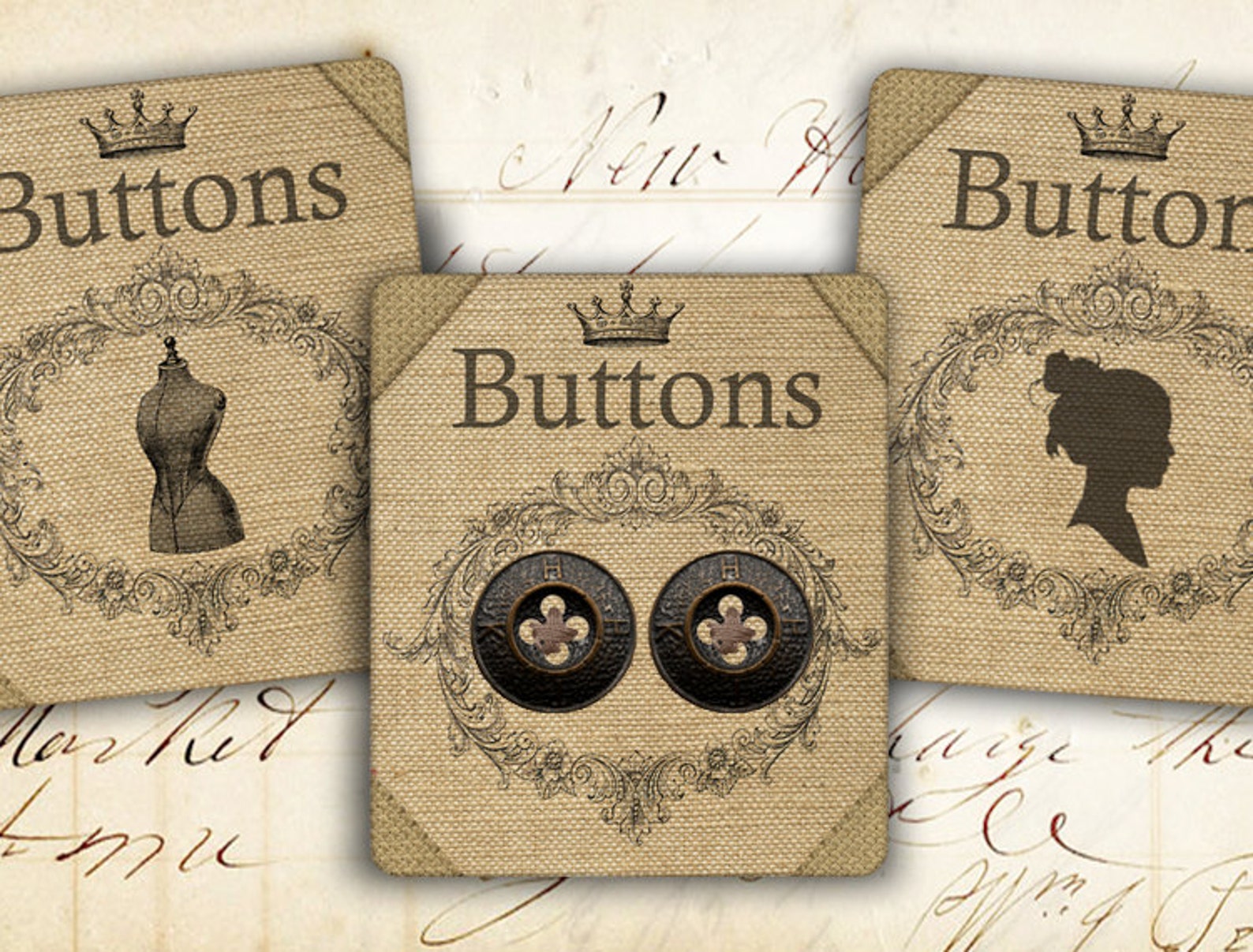 printable-vintage-button-cards-digital-collage-sheet-paper-etsy